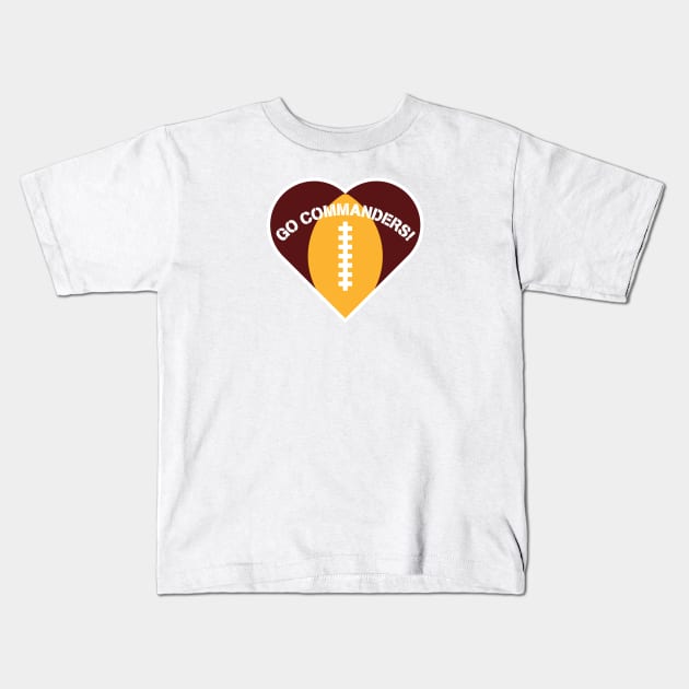 Heart Shaped Washington Commanders Kids T-Shirt by Rad Love